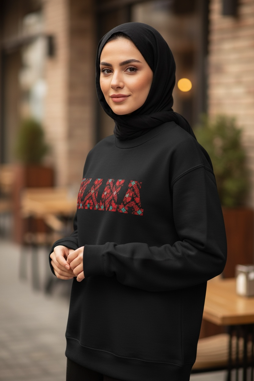 Tatreez Embroidered French Terry Crewneck - PRE-ORDER
